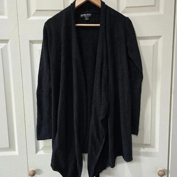 BAREFOOT DREAMS Bamboo Chic Lite Calypso Wrap Cardigan Sweater 436 Black S/M - Picture 2 of 8